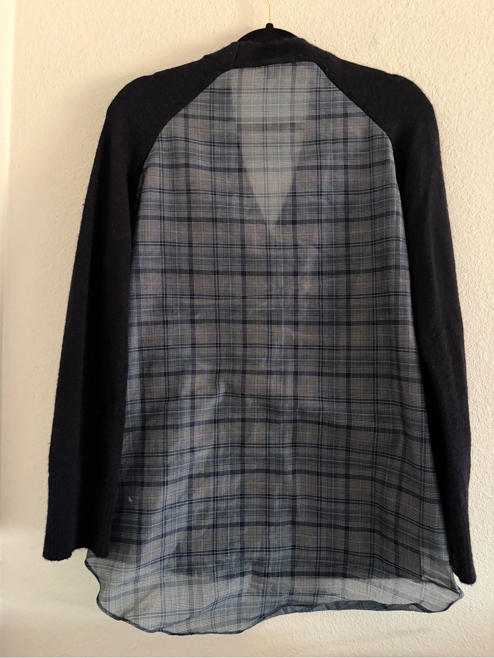 COS Cardigan Oversized Blue Button Plaid Mohair Wool Preppy Quite Luxury S/M